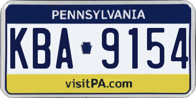 PA license plate KBA9154