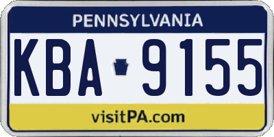 PA license plate KBA9155