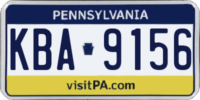 PA license plate KBA9156