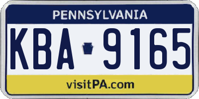 PA license plate KBA9165