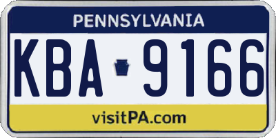 PA license plate KBA9166