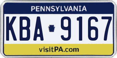 PA license plate KBA9167