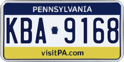 PA license plate KBA9168