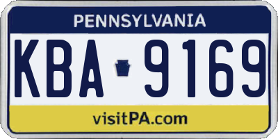 PA license plate KBA9169