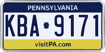 PA license plate KBA9171