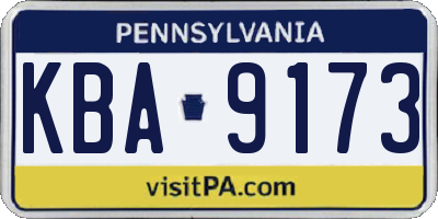 PA license plate KBA9173