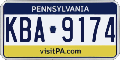 PA license plate KBA9174