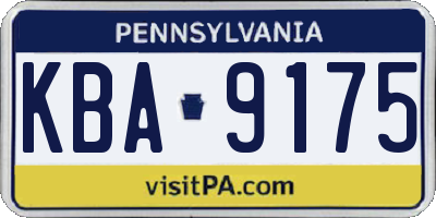 PA license plate KBA9175