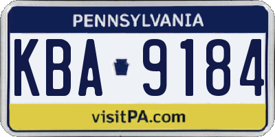 PA license plate KBA9184