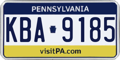 PA license plate KBA9185