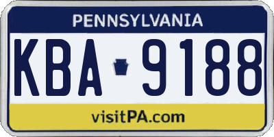 PA license plate KBA9188