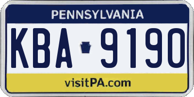 PA license plate KBA9190