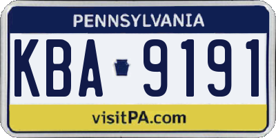 PA license plate KBA9191