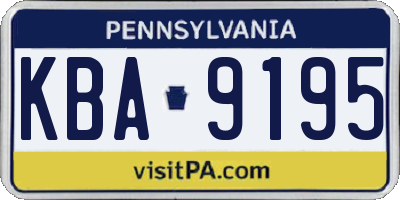 PA license plate KBA9195