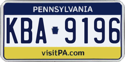 PA license plate KBA9196