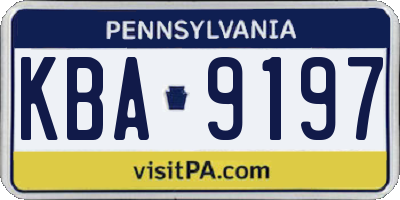 PA license plate KBA9197