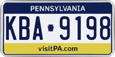 PA license plate KBA9198