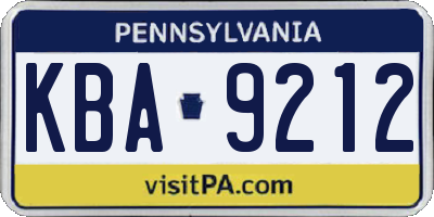 PA license plate KBA9212