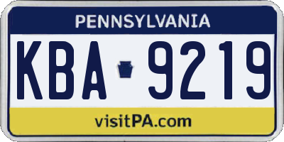 PA license plate KBA9219