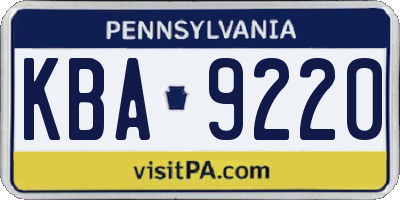 PA license plate KBA9220