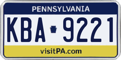 PA license plate KBA9221