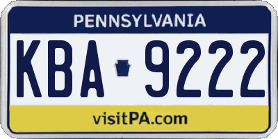 PA license plate KBA9222