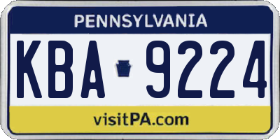 PA license plate KBA9224
