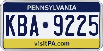 PA license plate KBA9225