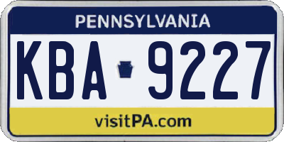PA license plate KBA9227