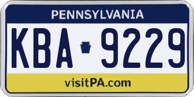 PA license plate KBA9229