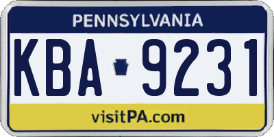 PA license plate KBA9231