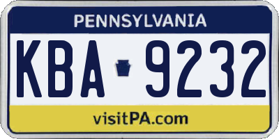 PA license plate KBA9232
