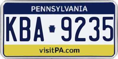 PA license plate KBA9235