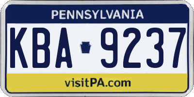 PA license plate KBA9237