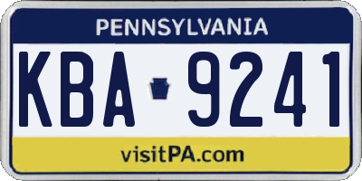 PA license plate KBA9241
