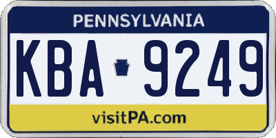 PA license plate KBA9249