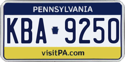 PA license plate KBA9250