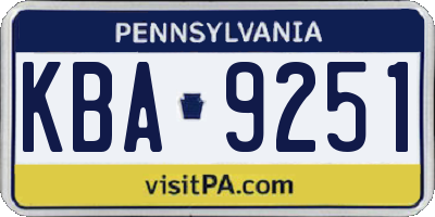 PA license plate KBA9251