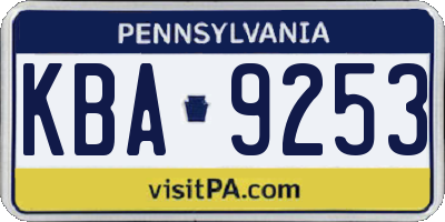 PA license plate KBA9253