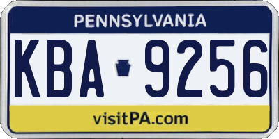 PA license plate KBA9256