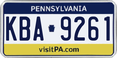 PA license plate KBA9261