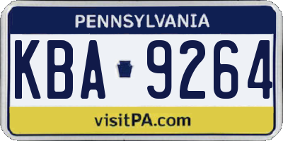 PA license plate KBA9264