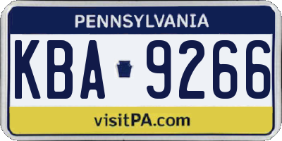 PA license plate KBA9266