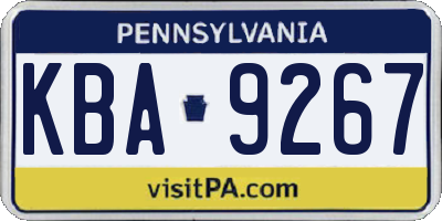 PA license plate KBA9267