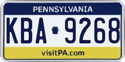 PA license plate KBA9268