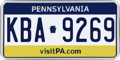 PA license plate KBA9269