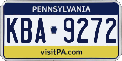 PA license plate KBA9272