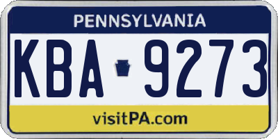 PA license plate KBA9273