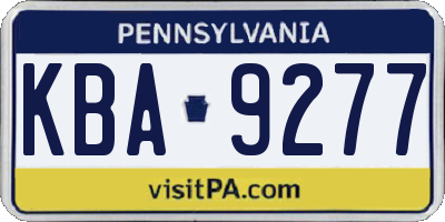 PA license plate KBA9277