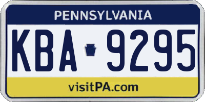 PA license plate KBA9295